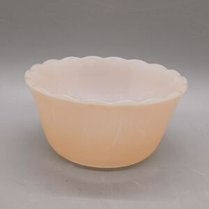 Scalloped Edge Peach Bowl Vintage Fire King Peach Luster custard cup.